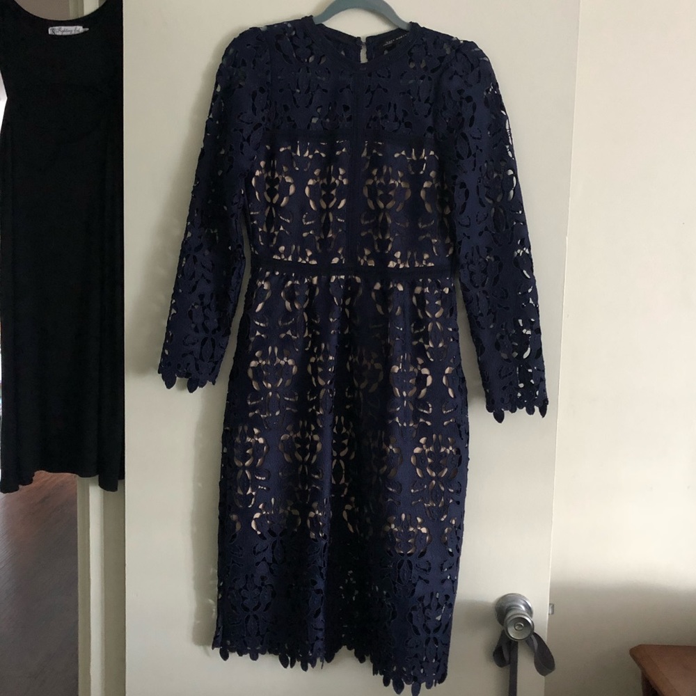 ZARA lace lined dress, Navy Blue, 6